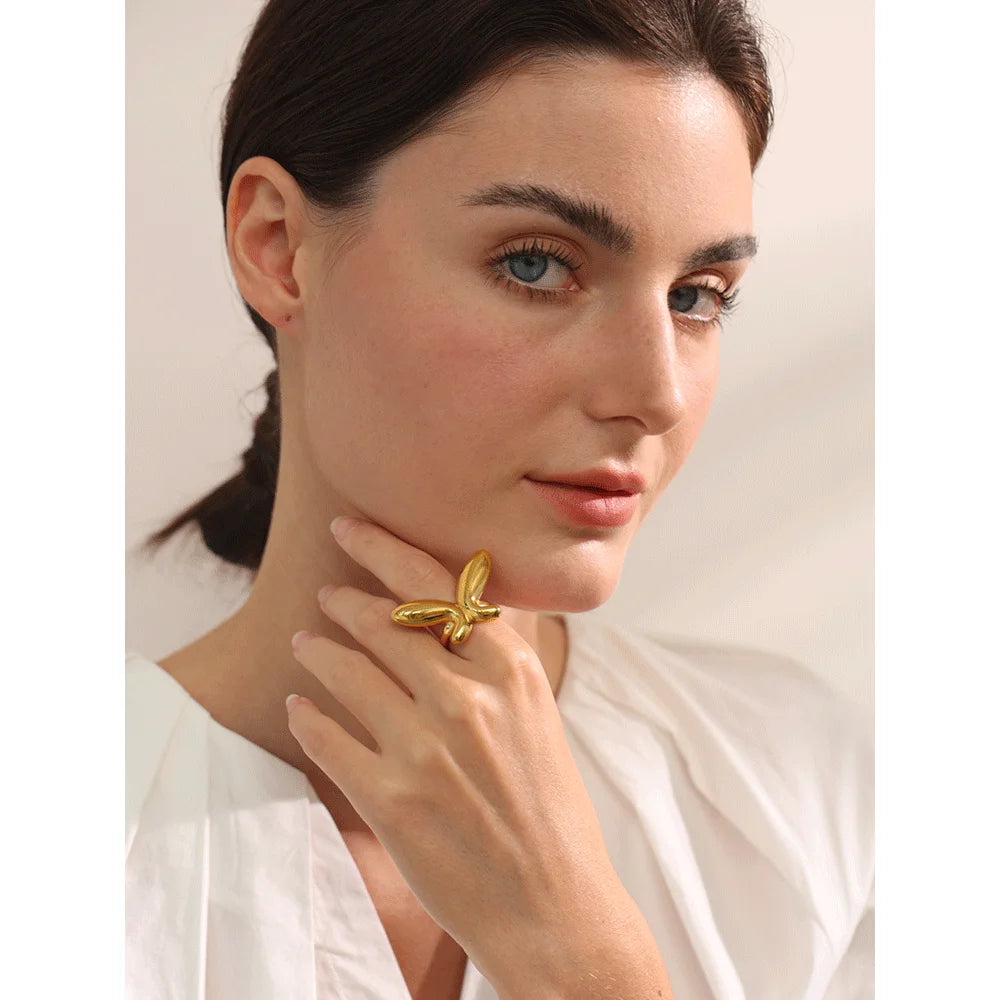 Anél Borboleta Dourada