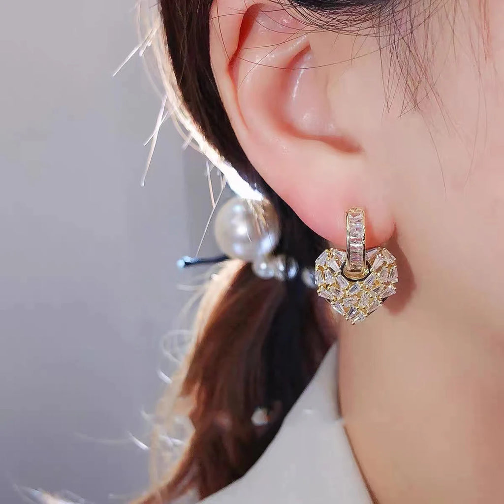 Brinco Coração Pérolado