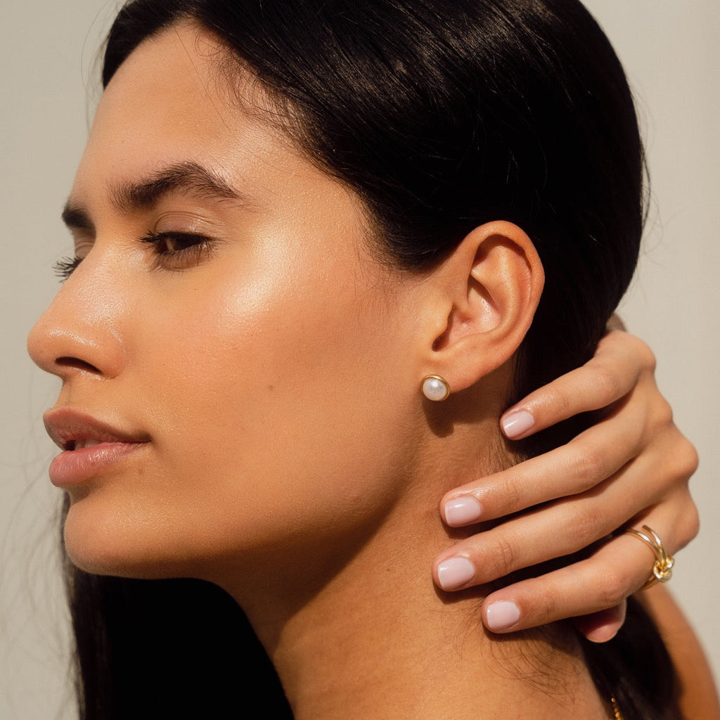 Brincos de Pérola Banhado a Ouro 18K