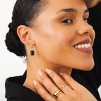 Brincos com Pingente de Pedra Negra