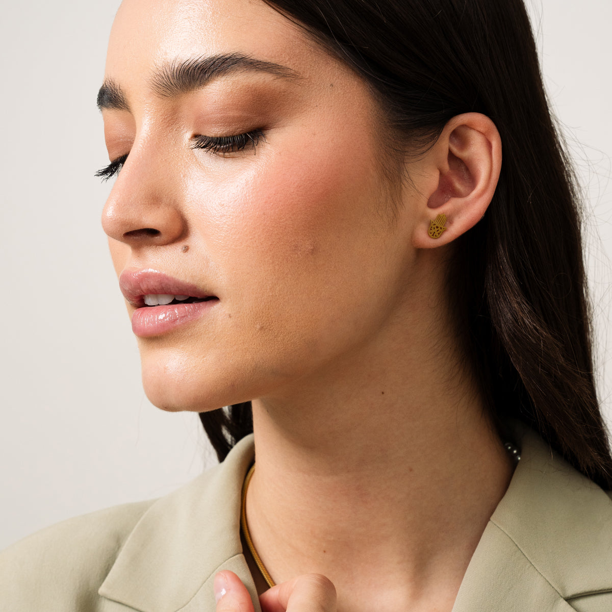 Brincos de Mão Hamsa Banhado a Ouro 18k