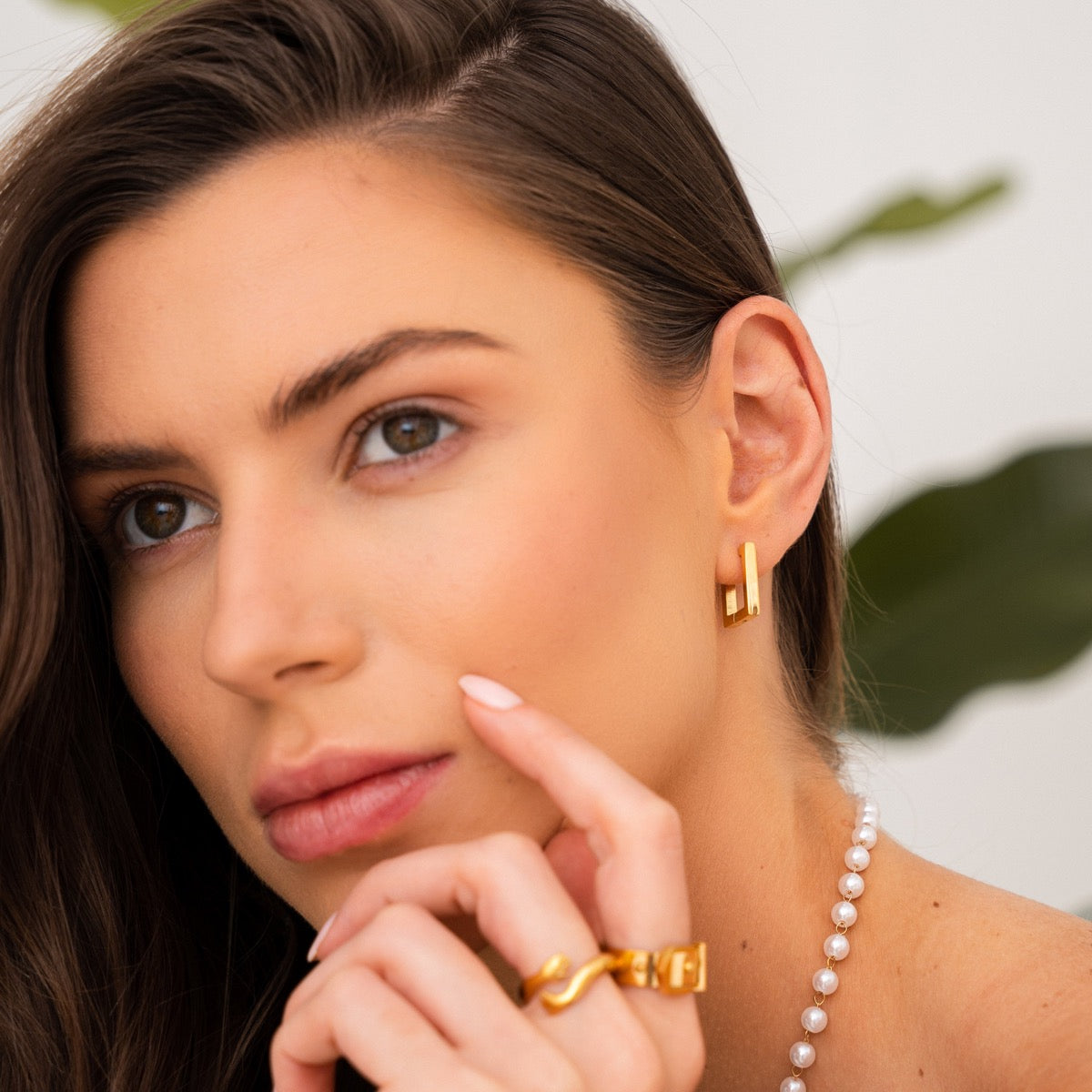 Brincos Quadrados Banhado a Ouro 18k