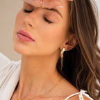 Brincos Longo Luxor Banhado a Ouro 18k