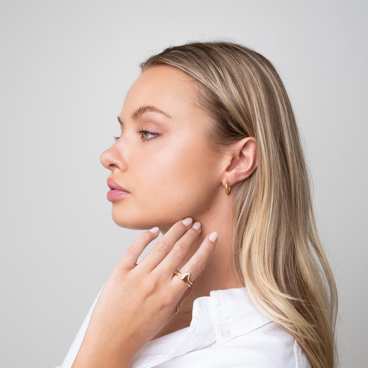 Brincos Mirage Texturizados Banhado a Ouro 18K