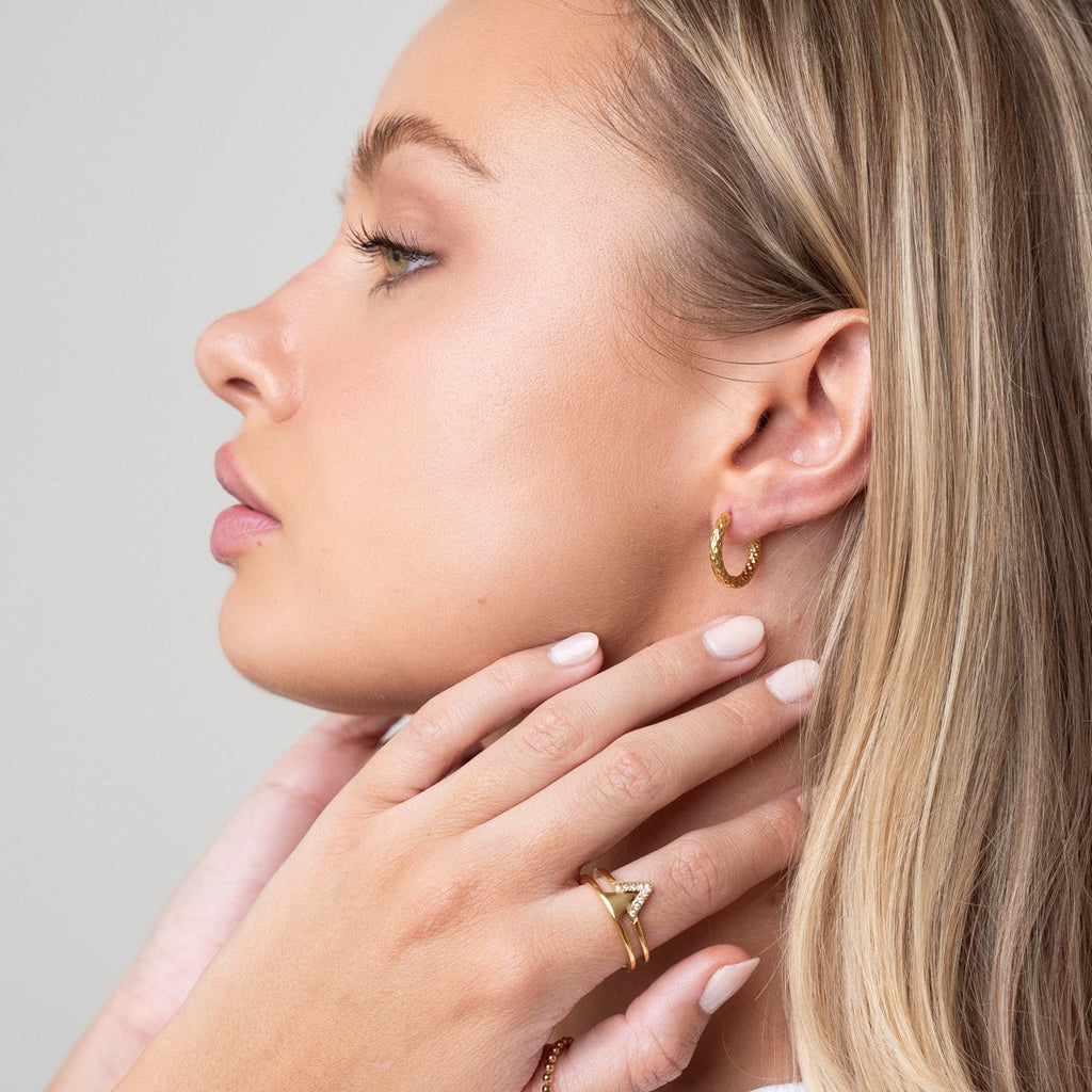 Brincos Mirage Texturizados Banhado a Ouro 18K