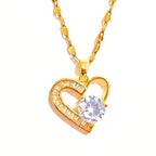 Colar Coração Meio Cravejado