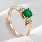 Anel Esmeralda Elegante em Ouro Rosé com Zircônia