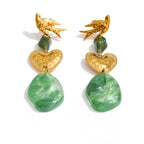 Brinco Coração Verde Alado