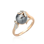 Anel Elegante de Pérola com Zircônia