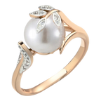 Anel Elegante de Pérola com Zircônia