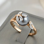 Anel Elegante de Pérola com Zircônia