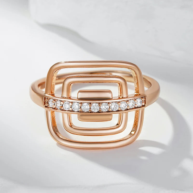 Anel Quadrado Zircônia Elegante