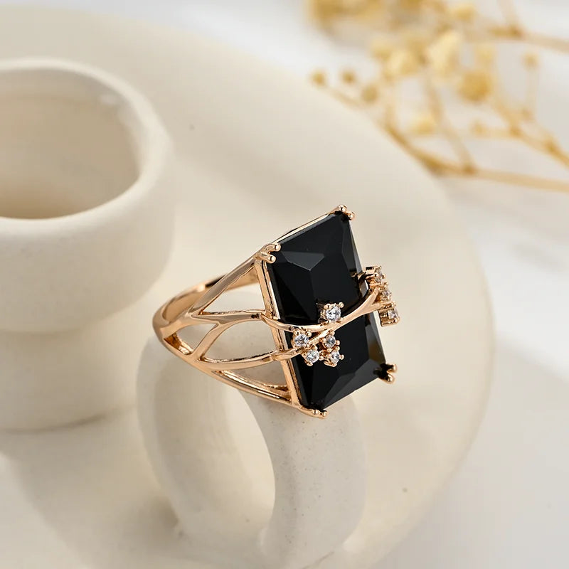 Anel Simples Com Pedra Negra