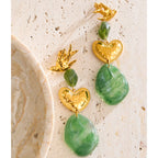 Brinco Coração Verde Alado