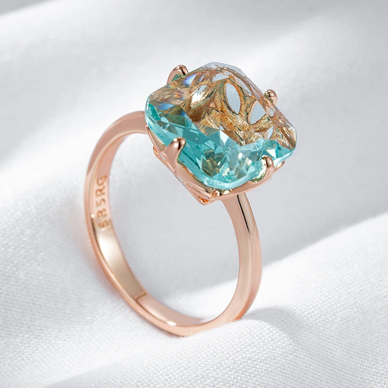 Anel Quadrado Verde Claro