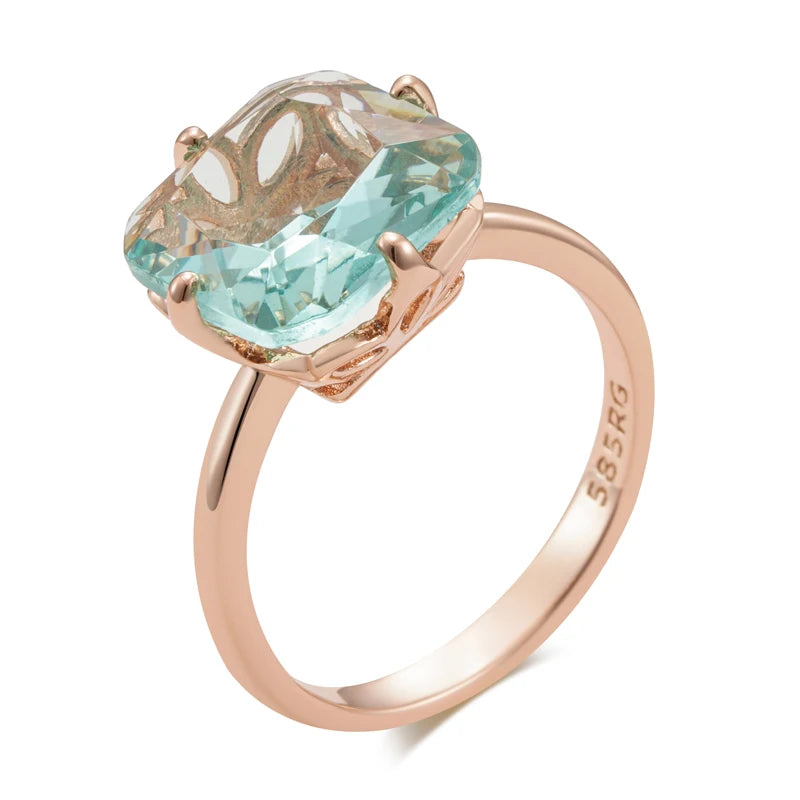 Anel Quadrado Verde Claro