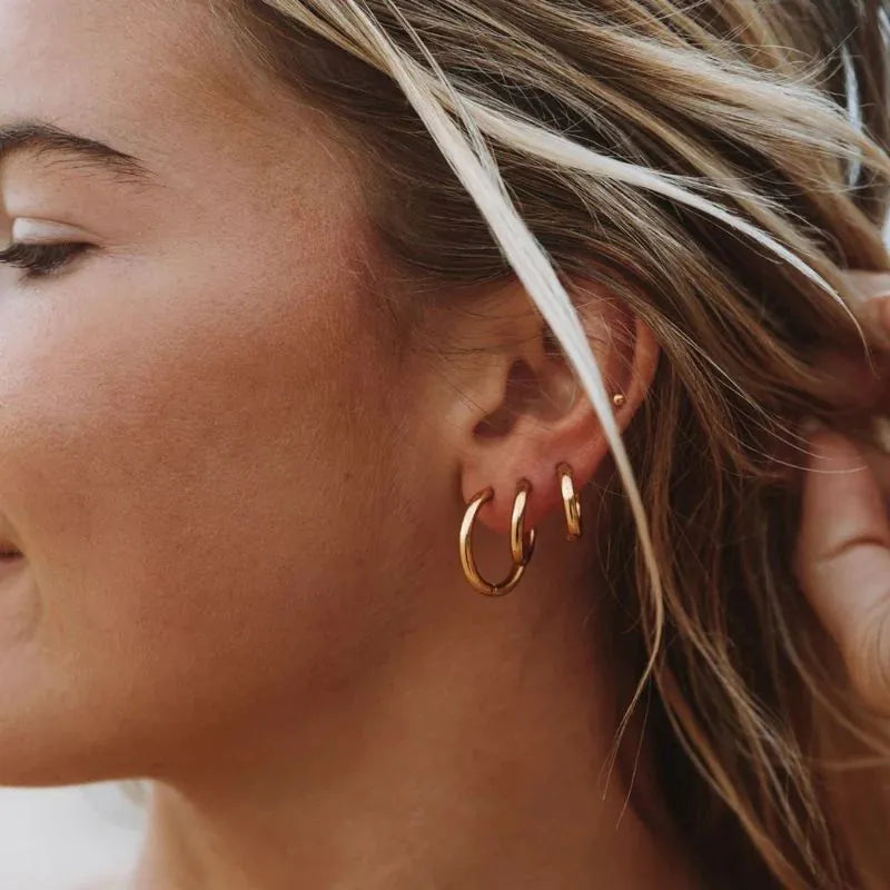 Brinco Trio de Argolas Lumi Banhado em Ouro 18k